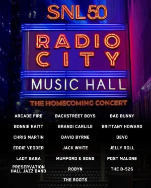 周六夜现场50周年演唱会海报