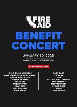 加州火灾慈善音乐会海报