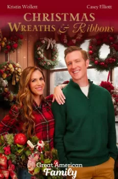 圣诞花环和丝带海报